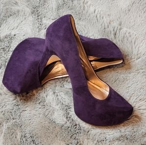 Plum Faux Suede Platform Heels